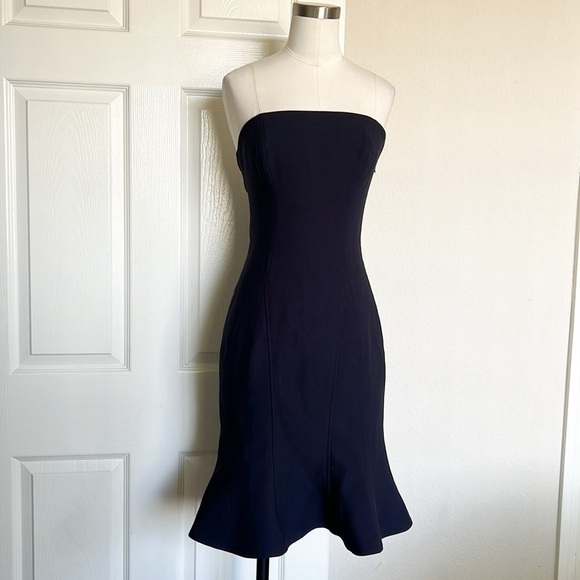 Cinq A Sept Calvina Navy Blue Strapless Ruffle Hem Dress Size 4 - Picture 6 of 9